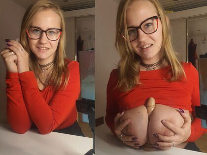 Would you expect this modest girl with glasses to have such big boobs and be obsessed with one thing?