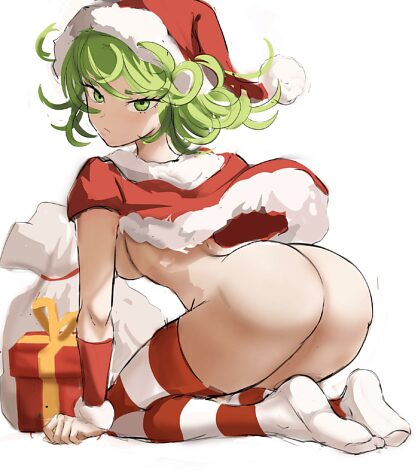 Tatsumaki sliding down your chimney with gifts and ass in tow