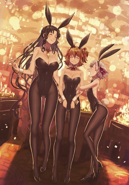 Kiara, Gudako and Kama in bunny suit