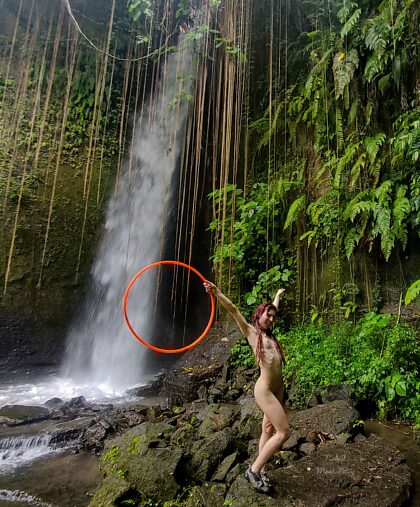 I feel euphoric anywhere next to a waterfall, especially when I get to play with my hula hoop naked!
