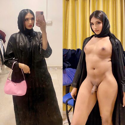 Você gosta do que estou escondendo debaixo da minha abaya?