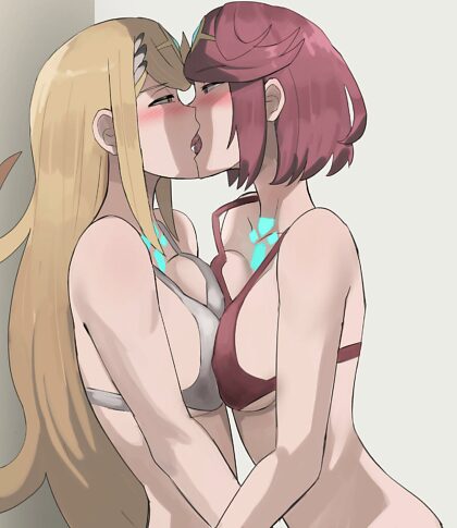 Pyra and Mythra getting hot and heavy with each other