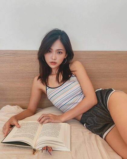 Looking cute while reading
