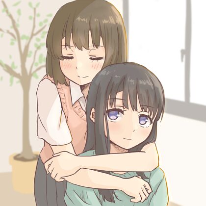 Hugging her from behind