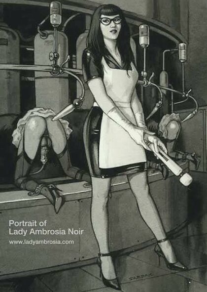 Lady Ambrosia dans son usine de traite