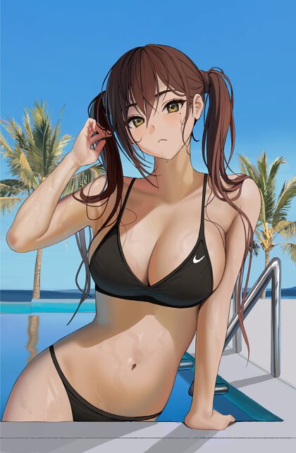 At the pool with her~