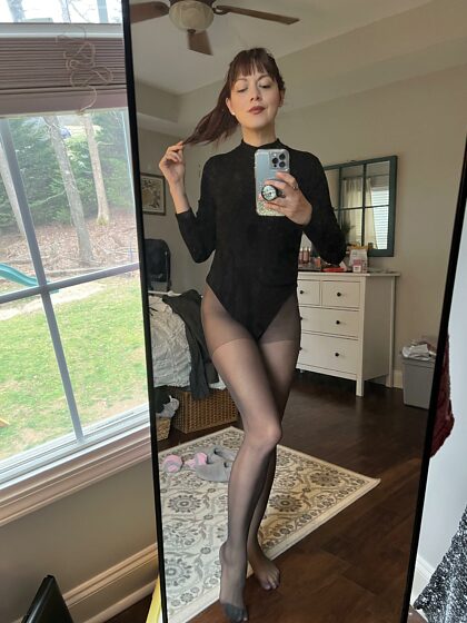 Casual day today - in my black pantyhose
