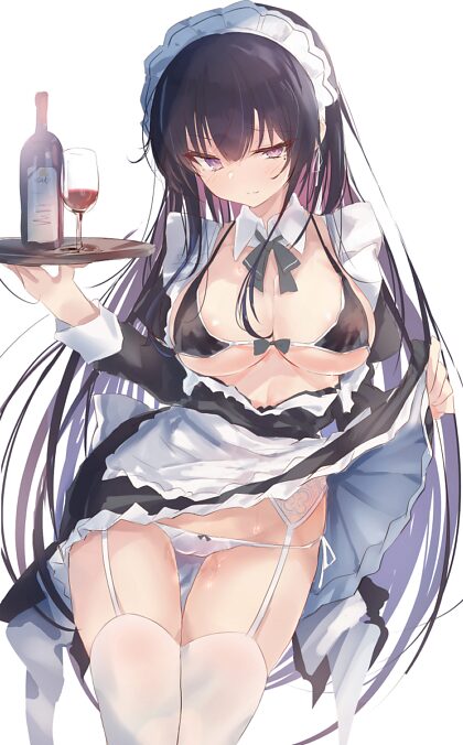 Maid bringing wine