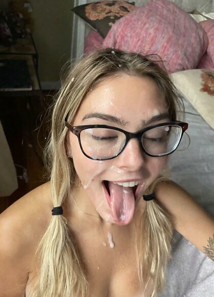That nerd is cum hungry!