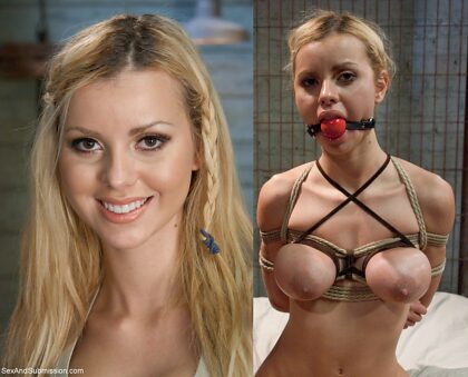 Jessie Rogers before and after being tied up