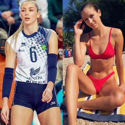 pro volley player on and off court