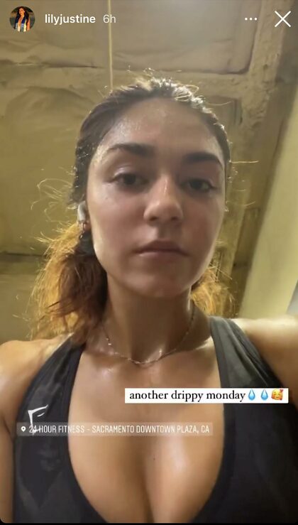 Lily Justine sweaty