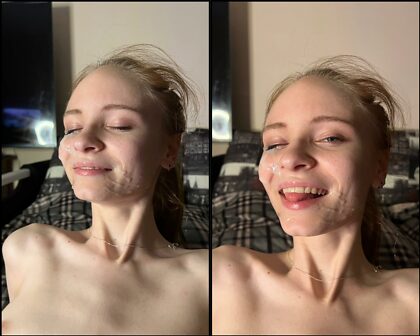 My favourite facial , also there’s the proof that cum on face can make girl happier, and this is good for skin also