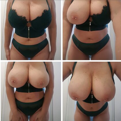 My new Bra and Panties collage with my big boobies out 