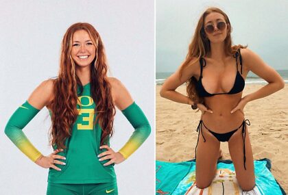 redhead beauty, in and out of uniform