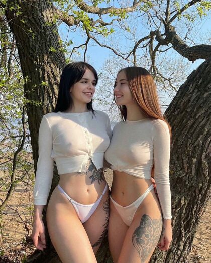 Just two girls who don’t like to wear bra..