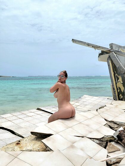 Last week: Naked in the wreckage of club o on orient Beach, St Marten
