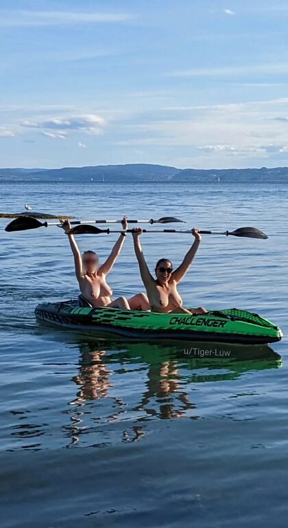 Naked kayaking in the fjord, happy sunday