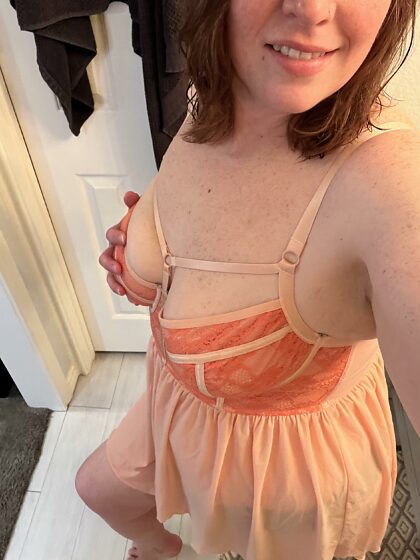 Wife was trying on lingerie for me. Would you fuck her in this?