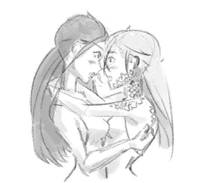 D&D Girls Kissing Sketch