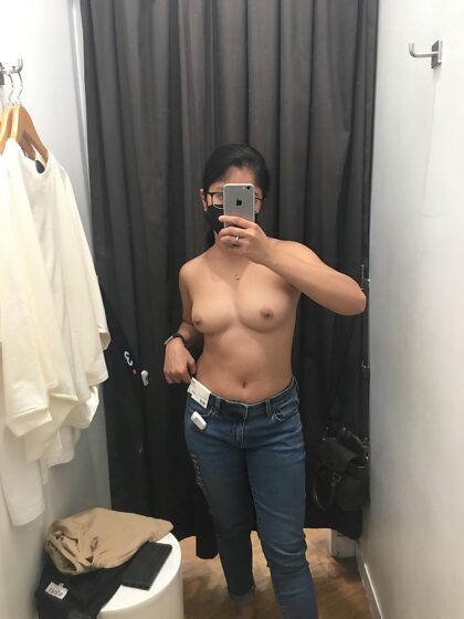 I will get this jeans I think…should I still add a top or walk back into the mall like this?