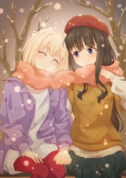 ChisaTaki curtindo a primeira nevasca juntos
