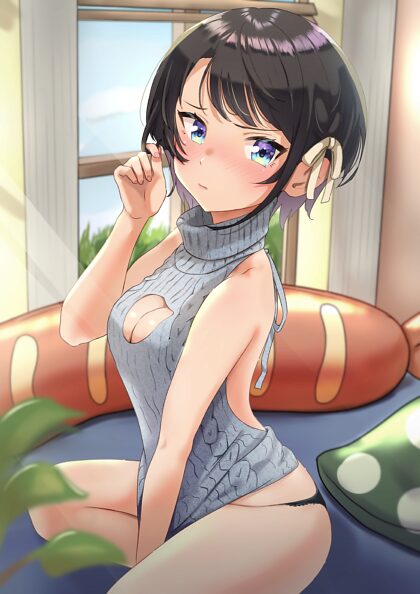 Oozora Subaru in a virgin killer sweater (by チカタコウイチ)[Hololive]