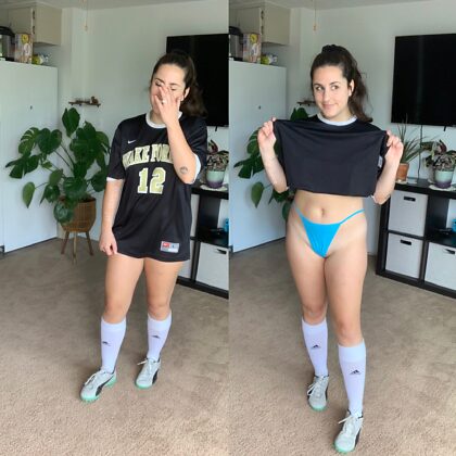 shy about showing what's under my soccer uniform