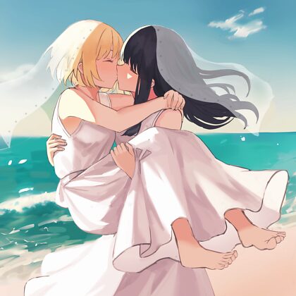 ChisaTaki juste après un mariage en bord de mer(par Milktea)[Lycoris Recoil]