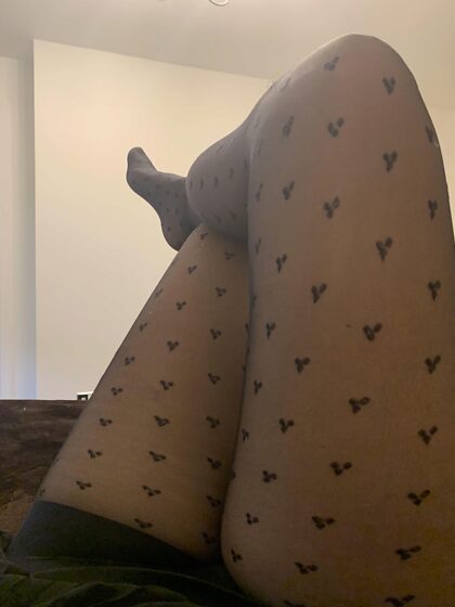 Resting after a long day at work in my heart-patterned pantyhose ❤️