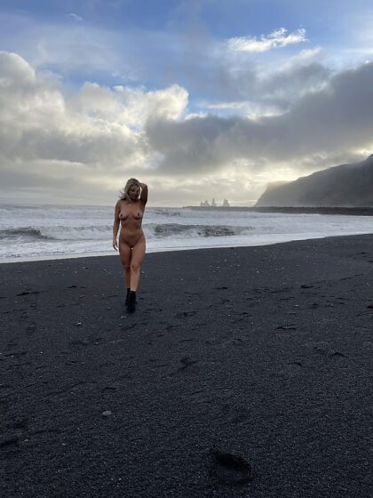 Plaża z czarnym piaskiem, Vik, Islandia