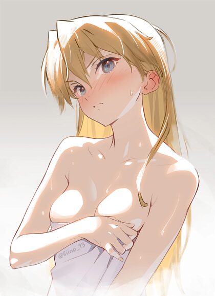 Blonde Asuka with hair untied