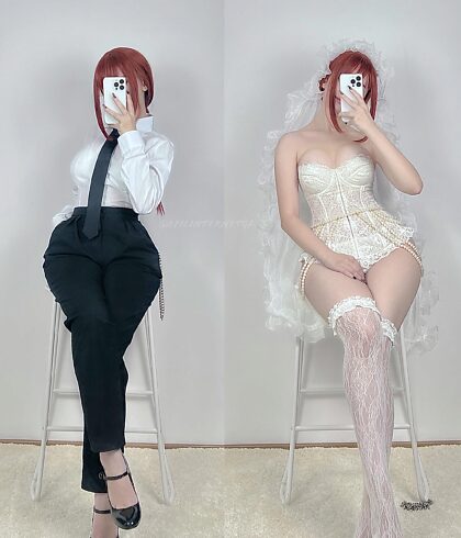 I cosplayed Makima and made a bride version as well!
