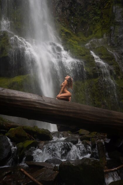 Was it worth climbing out on this slippery tree for an epic waterfall shot? 