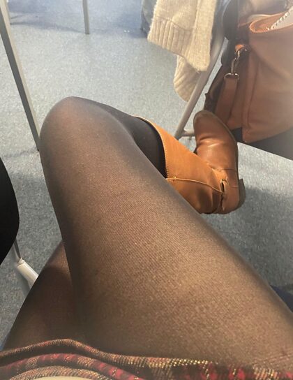 In class today, definitely got some looks when crossing my legs in this little skirt 