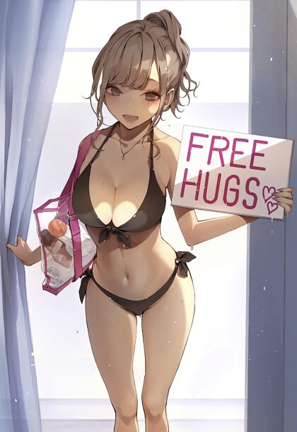 Offering free hugs