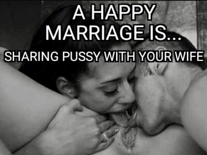 Un matrimonio felice è... condividere la fica con tua moglie!
