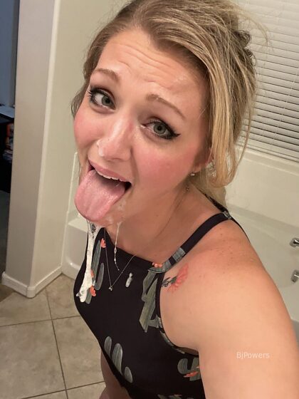 The aftermath of an amazing throat fucking
