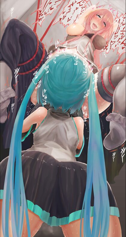Miku giving Megurine the time of her life
