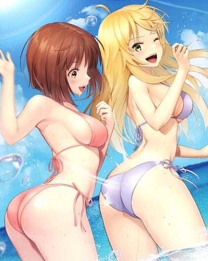 Yukiho donne une fessée au bikini de Miki