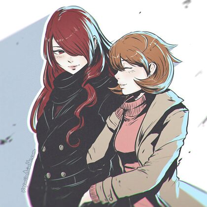Юкари и Мицуру зимняя прогулка