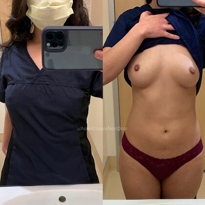 Just wanted to show you what your braless nurse looked like under her scrubs!