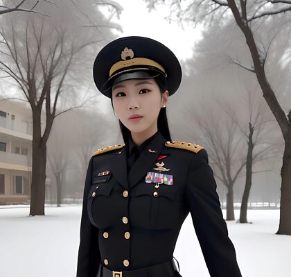 Modèle coréen de 18 ans avec un corps parfait et des seins parfaits dans Snowy Cleavage View