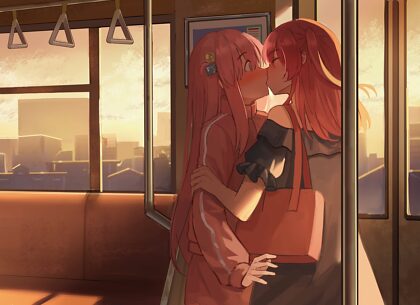 電車でキス