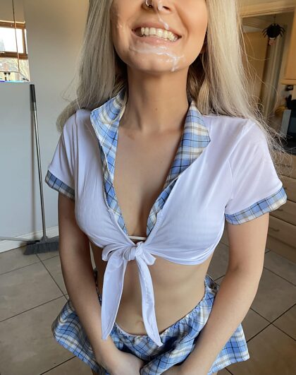 I’m happiest when I’ve got cum all over my face