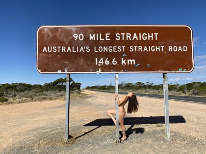 Crossing the longest stretch of road in Australia!