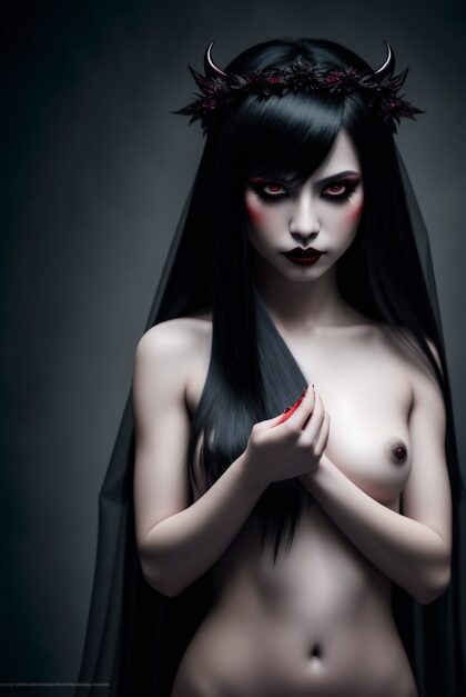 Ritratto dark fantasy di una bellissima vampira bionda