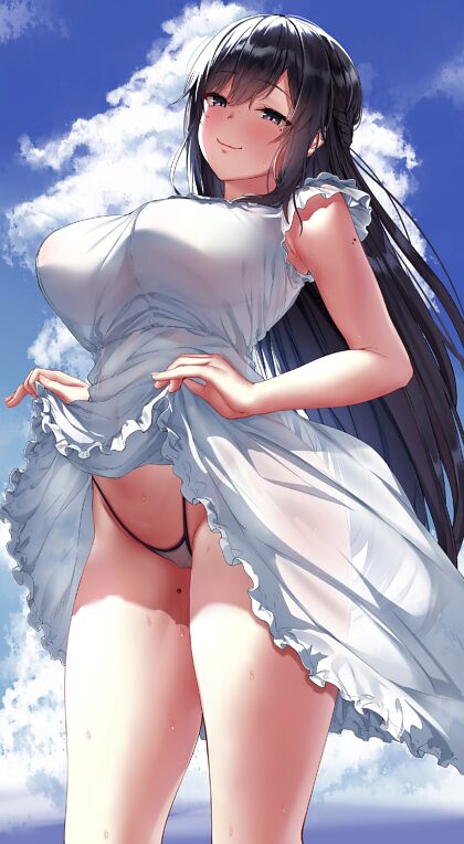 Blauer Himmel, weißes Kleid