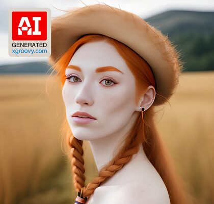 自由奔放なアイルランドの少女は牧草地ですべてをむき出しにし、帽子を唯一の衣服としている.