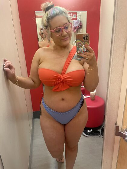 This mama is bathing suit shopping… you wanna see this top off? 